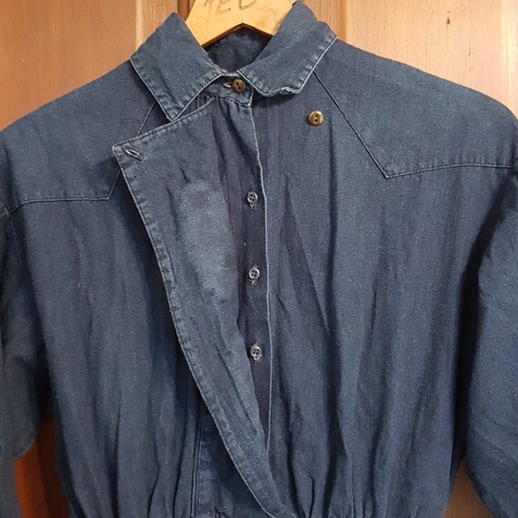 Vintage Denim Midi Dress With Embroidered Accent - Picture 4 of 6